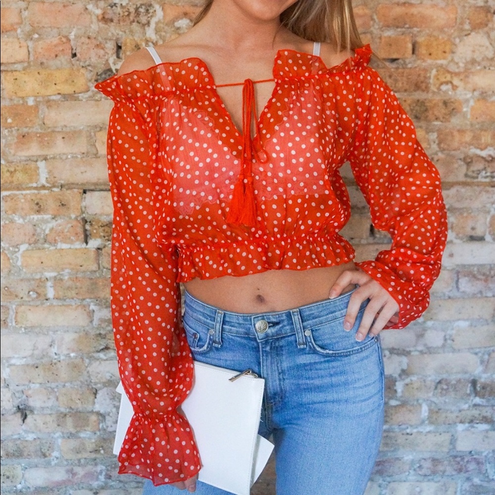 NWT Long sleeve off-the-shoulder supper crop top - Picture 3 of 10